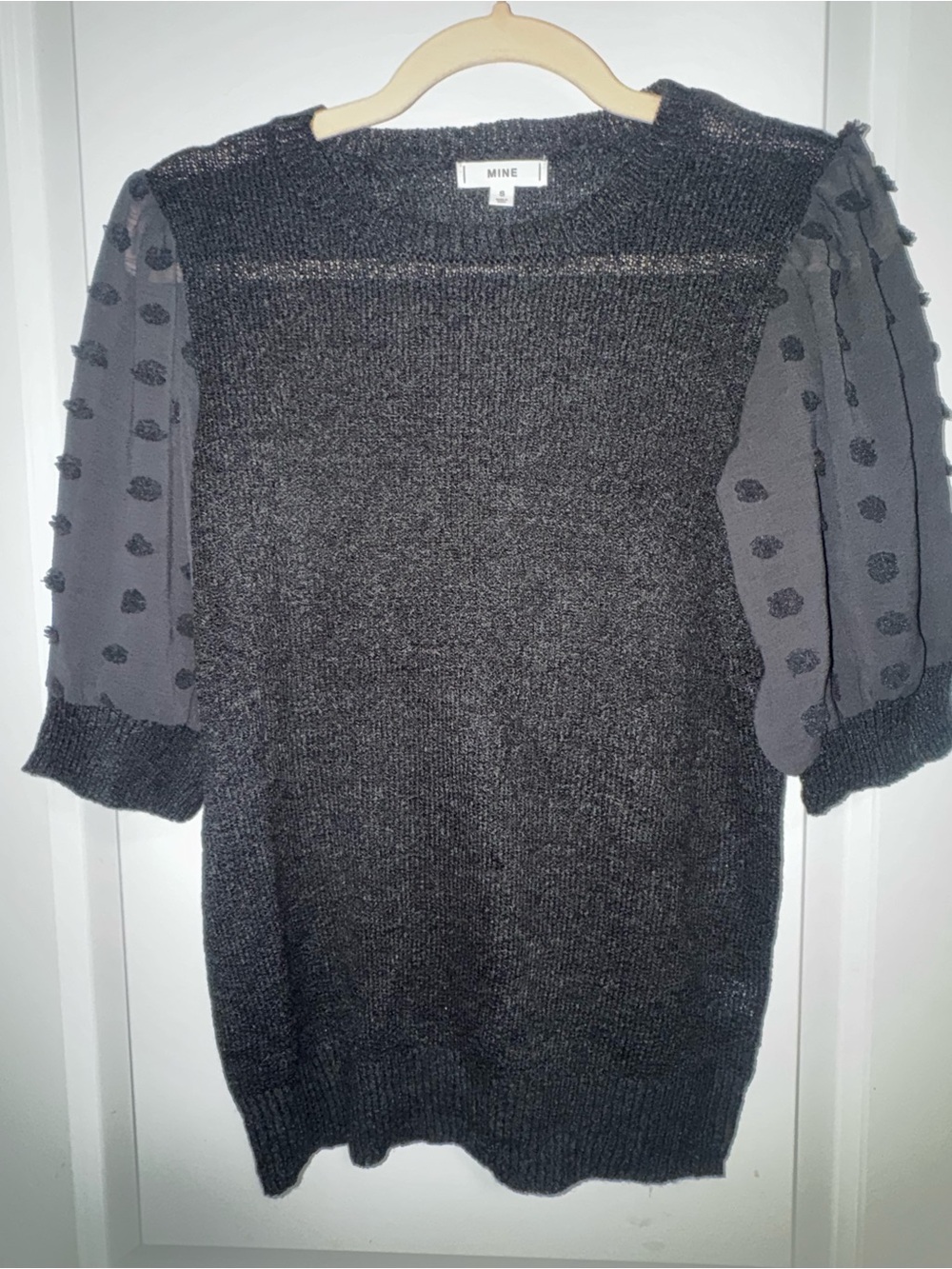 NWOT MINE Black Puff-Sleeve Knit Sweater